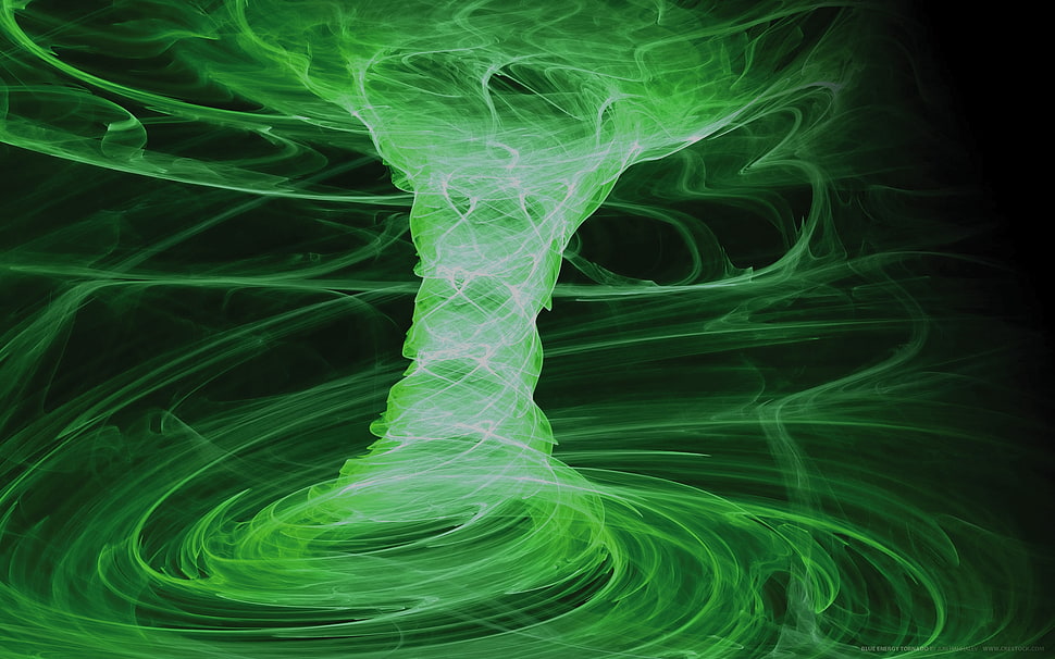 green whirlwind illustration HD wallpaper